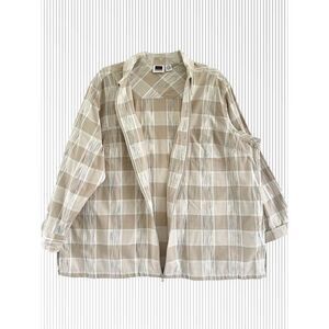 Vintage CST Sport Plaid Beige Tan Jacket Plus Size 28W Zip Up Lightweight Casual